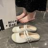Sapatos Mary Jane Femininos Versáteis Planos Antiderrapantes para Uso ao Ar Livre, Nova Moda Verão 2025 Sandálias e Chinelos Spliced com Biqueira
