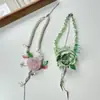 Colar de borla de flor rosa colar feminino gargantilha colarinho nicho pescoço alça de pescoço