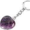 Llavero de cristal rosa natural con gema de cristal de 30 mm, colgante de amor, corazón de melocotón en forma de corazón, colgante de piedra natural. Fabricantes transfronterizos.
