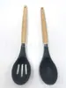Espátula de silicona con mango de madera, espátula especial para sartén antiadherente, espátula de cocina, cuchara para sopa, colador, utensilios de cocina para el hogar, resistentes a altas temperaturas
