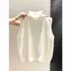 Colete de tricô macio, felpudo, com gola alta e fecho de botões, um suéter estiloso e de caimento solto para mulheres, perfeito para o outono e inverno, com design de tricô circular