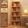 Estantería giratoria de madera maciza, estante de almacenamiento de pie de 360 grados, estantería de esquina, integrada en la pared, estante móvil para libros ilustrados de espacios estrechos