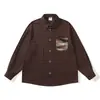 Rumen Meng Marca Japonesa de Moda Camisa de Manga Larga con Bolsillo de Bloques de Color Simples para Hombre Otoño Holgada Estilo Étnico Moda Streetwear Camisa