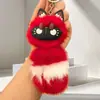 Pingente de Gato da Sorte de Pelúcia Desenho Animado Raposa Pequena Bola de Pelo Chaveiro Corda de Bolsa Fofa Acessórios para Carro Boneca Atacado