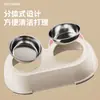 Tazón de acero inoxidable para mascotas, tazón doble para comida y agua, doble uso, protector de cuello, universal para gatos y perros, tazón de alimentación integrado, diseño anti-derrames