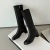 Botas elásticas ajustadas de estilo británico, a la moda y sencillas, de 4,5 cm, nuevo modelo otoño e invierno 2026, punta redonda, tacón grueso, botas largas hasta la rodilla