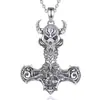 Colar Rúnico Martelo de Thor Viking Nórdico Pingente Amuleto Martelo de Caveira Joia de Halloween Presente