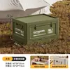 Caixa de Armazenamento para Camping ao Ar Livre com Abertura Lateral, Caixa Dobrável Extra Grande com Tampa de Madeira para Camping, Caixa de Armazenamento Organizadora para Porta-Malas de Carro