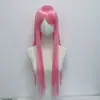 Peruca cosplay de cabelo longo com tapa-olho unilateral e franja lateral, adequada para convenções de anime, estilo bidimensional, peruca de cabeça inteira de fibra sintética de alta temperatura