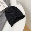 Touca de confinamento pullover solta moda versátil outono inverno chapéu frio com cordão cadarço elástico lã felpuda tricotada para mulheres