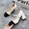 Estilo Casual Diário para Ir ao Trabalho Sapatos de Salto Alto Mary Jane Nova Moda Europeia Primavera e Outono Sandálias Versáteis