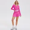 Conjunto Esportivo Camisa Caijue Henry para Mulheres, Manga Longa, Slim Fit, Roupa de Yoga, Saia Esportiva Plissada, Conjunto de Roupa para Tênis para Mulheres