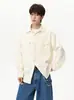 Camisa de manga larga estilo retro americano ctiyboy, top casual de otoño moderno para hombre de corte holgado con cuello, prenda de abrigo