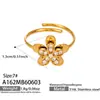 Anillo abierto de acero inoxidable chapado en oro con circonita, multi-elemento de flor, mariquita, campana, estilo nicho de lujo ligero europeo y americano transfronterizo