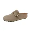 Nuevos Zapatos Birkenstock de Suela Gruesa para Mujer Otoño Temprano 2026, Zapatos Perezosos sin Cordones para Uso en Exteriores, Medias Pantuflas Cerradas con Hebilla Metálica para Mujer