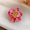 Conjunto Europeu e Americano de Metal com Esmalte Drip, Flores Plissadas, Trabalho Vazado, Pulseira, Anel e Brincos, Senso de Design, Nicho, Joias de Luxo Leve, Feminino