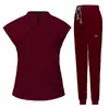 Top de Uniforme de Trabajo sin Mangas con Cuello Alto para Salón de Belleza, Consultorio Dental, Enfermera, Conjunto de Uniforme de Trabajo, Bata Quirúrgica, Personal Médico Femenino