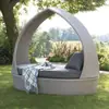 Cama Sofá de Lazer ao Ar Livre Mobiliário de Rattan Rattan Jardim Pátio Villa Pousada Parque Ponto Turístico Cama com Dossel ao Ar Livre