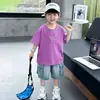 Conjunto de Verano con Estampado de Patinete para Niños, Manga Corta, Conjunto Casual Delgado Atractivo de Dos Piezas para Niños, Ropa para Bebé, Comercio Exterior