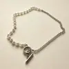 Estilo Japonês e Coreano Novo Conjunto de Fivela de Anel Simples Corrente Corrente de Colar de Pérola de Imitação Clavícula Corrente Costura Personalizada Retrô Elegante