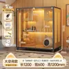 Villa para Gatos Hogar Espacio Interior Lujosa Madera Vidrio Panorámico Casa para Gatos Gabinete para Gatos con Baño Integrado