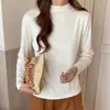 Camiseta Mask con Cuello Medio Alto Amigable con la Piel para Otoño e Invierno, Sencilla Versátil Ajustada a la Figura Moderna Camiseta Base de Manga Larga para Mujer