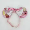 Aniversário Infantil Orelhas do Mickey Faixa Elástica Headband Faixa de Cabeça Mickey Letra Colorida Lantejoula Laço Parque de Diversões