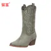 Novedad Otoño/Invierno 2026 En Stock Comercio Exterior Talla Grande Tacón Bajo Botas para Mujer WISH Botas de Cuero para Mujer Europeas Americanas