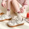 Calcetines Lindos de Conejo Primavera Nuevos para Mujer, Calcetines de Algodón de Hilo de Caña Media Estilo Universitario Dibujos Animados Corazón Conejo para Mujer
