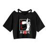 Homem Japonês Cercado por Batalha de Feitiços de Jujutsu Kaisen De Volta à Segunda Dimensão Camiseta Feminina Sexy Alça no Ombro Manga Curta