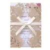 Tarjetas de Invitación Huecas Cortadas con Láser de Papel Brillante Transfronterizo, Cintas para Bodas, Lazos, Tarjetas de Felicitación de Encaje Floral en Stock