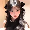 Presilha de Cabelo Laço de Veludo Preto Princesa Fugitiva, Elegante e Luxuosa, Juvenil e Delicada, Acessório para o Lado do Cabelo, Unilateral