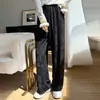 Nuevos Pantalones Largos Casuales Retro de Mujer Otoño/Invierno 2026, Jacquard, Cintura Alta, Caída Suelta, Pierna Ancha, Forro de Franela