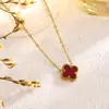 Acero de titanio doble cara trébol de cuatro hojas collar, pulsera, pendientes de lujo ligero, cadena para clavícula simple de acero de titanio que no se decolora fabricante