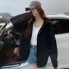 Jaqueta feminina de outono 2026 nova popular mais vendida moletom de outono com capuz para mulheres, top cardigã cinza simples versátil