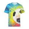 Camiseta Masculina Redonda Plus Size Europeia/Americana Estampada com Impressão Digital 3D Camiseta Esportiva de Secagem Rápida Manga Curta