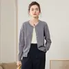 Cardigan de Punto de Cachemira para Mujer, Color Sólido Simple, Cuello Redondo, Holgado, Casual, para Viajar, Otoño Clásico 2026
