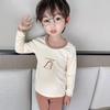 Traje de Ropa y Pantalones Gruesos de Otoño para Niños de De Terciopelo Sin Huesos Top de Cuello Ropa Interior Térmica Ropa Interior Bloque de Color Ropa para el Hogar para Niños y Niñas