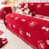 Tela para Funda de Sofá de Celebración de Boda, Toalla de Sofá, Rojo Brillante, Pieza Completa, Estilo Nuevo, Adecuado para Todas las Estaciones, Cojín de Sofá que Crea Ambiente