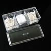 Caja de almacenamiento transparente de inyección de tres compartimentos de cristal con tapa para algodón cosmético, protección ambiental, caja de almacenamiento para bastoncillos de algodón, caja cosmética, caja de joyería