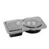 Caja de Condimentos Colorida de Doble Compartimento con Tapa, Caja de Snacks Transfronteriza Negra, Caja de Embalaje