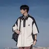 Camisa Polo Masculina de Manga Curta Cityboy Retrô Japonês Camiseta de Meia Manga Marca Tendência High Street Americana Manga de Cinco Pontos Pesada