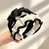 Diadema plisada con volantes estilo francés, versión ancha, hace que la cara se vea más pequeña, diadema para niñas, adecuada para ir al trabajo y lavarse la cara, suministro transfronterizo