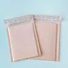 Bolsa de burbujas de película coextruida rosa nude, impermeable y engrosada, bolsa de burbujas compuesta nacarada para express, material de embalaje para ropa