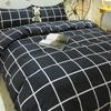 Conjunto de Quatro Peças de Lençóis e Capas de Edredom de Algodão Lavado para Dormitórios Universitários, Conjunto de Roupa de Cama de Três Peças para o Verão, Não 100% Algodão, Algodão Puro