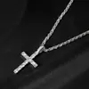 Collar con Colgante de Cruz de Diamante Hip-Hop Europeo y Americano Collar de Cadena Cubana Fila de Joyas Llenas de Diamantes Cadena de Tenis de Diamante Persona a la Moda