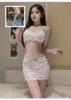 Lencería Sexy Pura Pasión Sexy Encaje Bordado Malla Falda de Cadera Qqny Sexy Divertido Pijama Traje Uniforme para Mujer