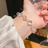 Pulseira Geométrica de Contas de Cristal Branco Simples para o Dia a Dia Joker Pulseira Nicho Alta Qualidade Temperamento Moda Pulseira Atacado