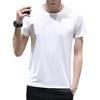 Camiseta blanca de manga corta para hombre, color liso, cuello redondo, media manga, fina, ajustada, negra, moderna.