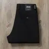 Calça Casual Reta Simples Versátil de Sarja Modal Algodão Grossa Elástica Khaki Europeia Outono Inverno para Homens